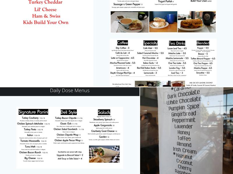 Daily Dose Cafe and Espresso Menu