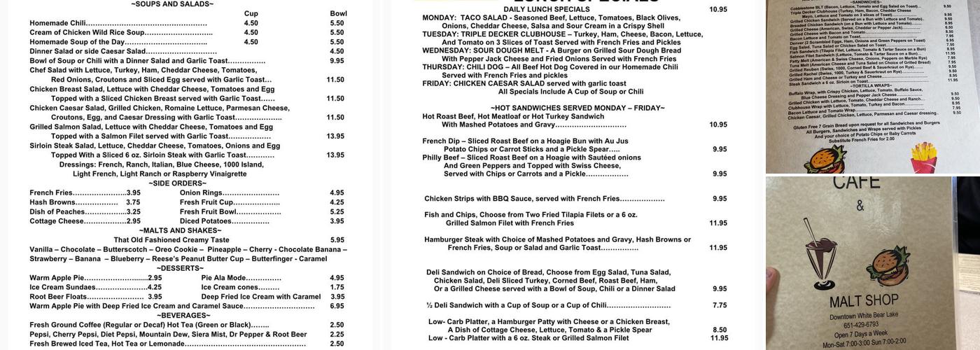 Cobblestone Cafe Menu