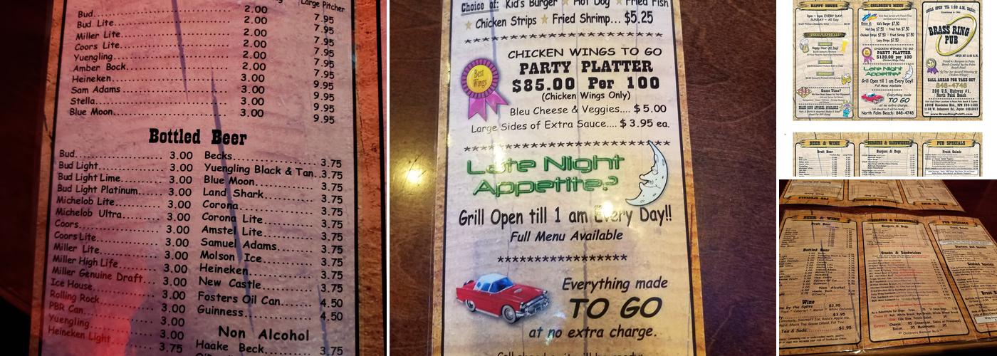 Brass Ring Pub Menu