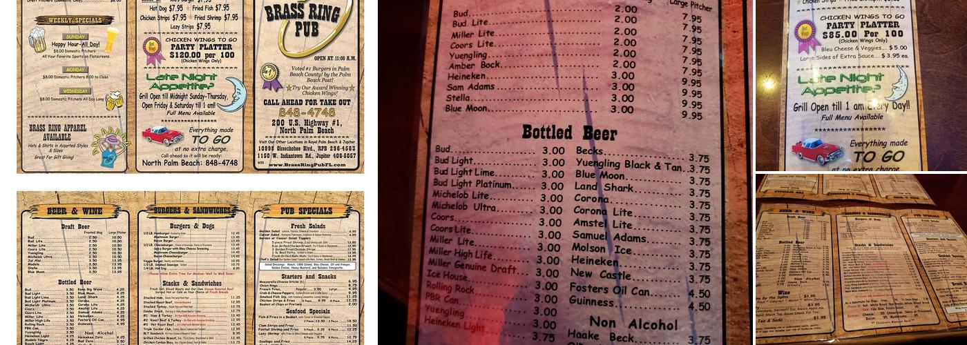 Brass Ring Pub Menu