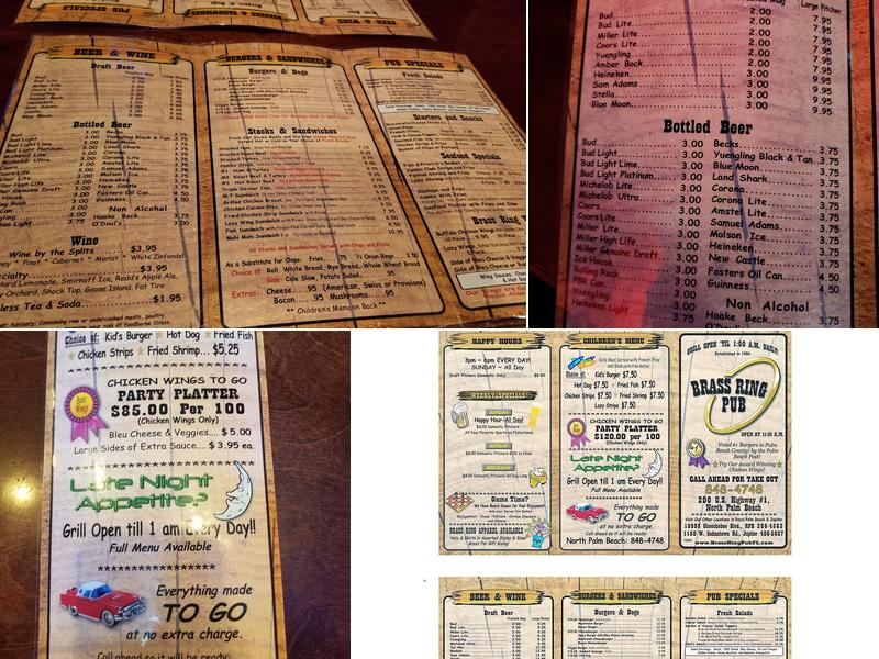 Brass Ring Pub Menu