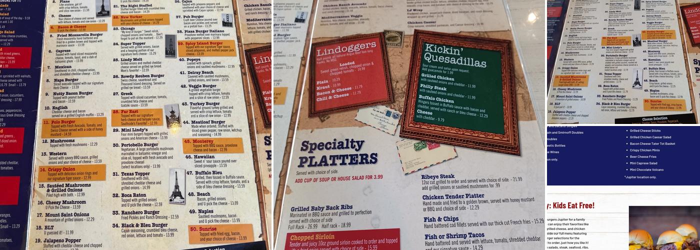 Lindburgers Delray Beach Menu