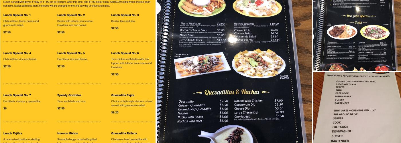 Don Julio Menu