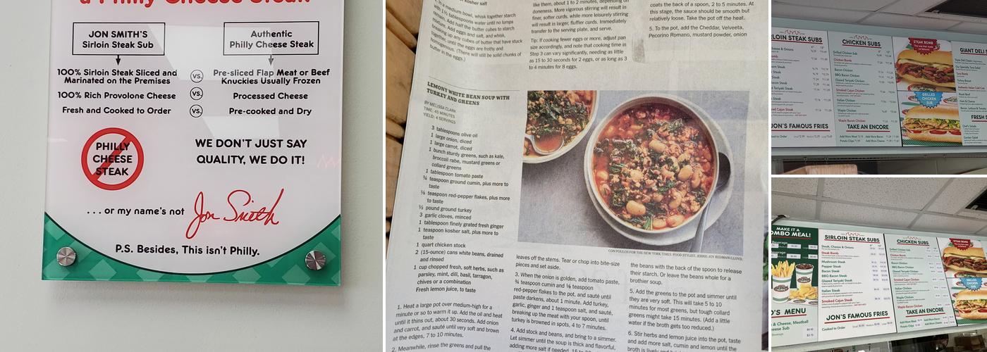 Jon Smith Subs Menu
