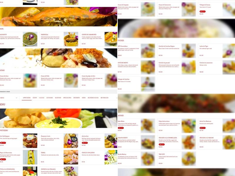 INTI Peruvian Cuisine Menu
