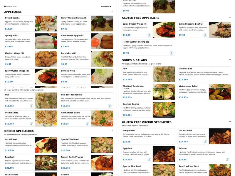 Orchid Restaurant Menu