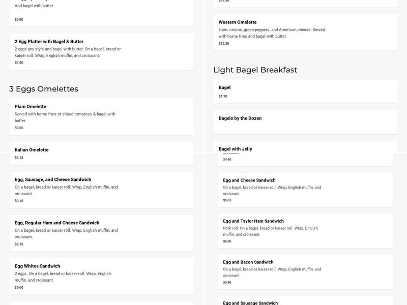 Makeb's Bagels Menu