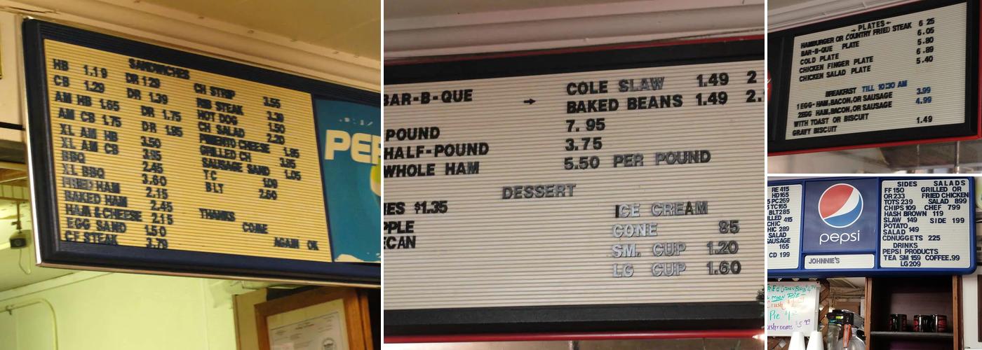 Johnnie's Drive In Menu