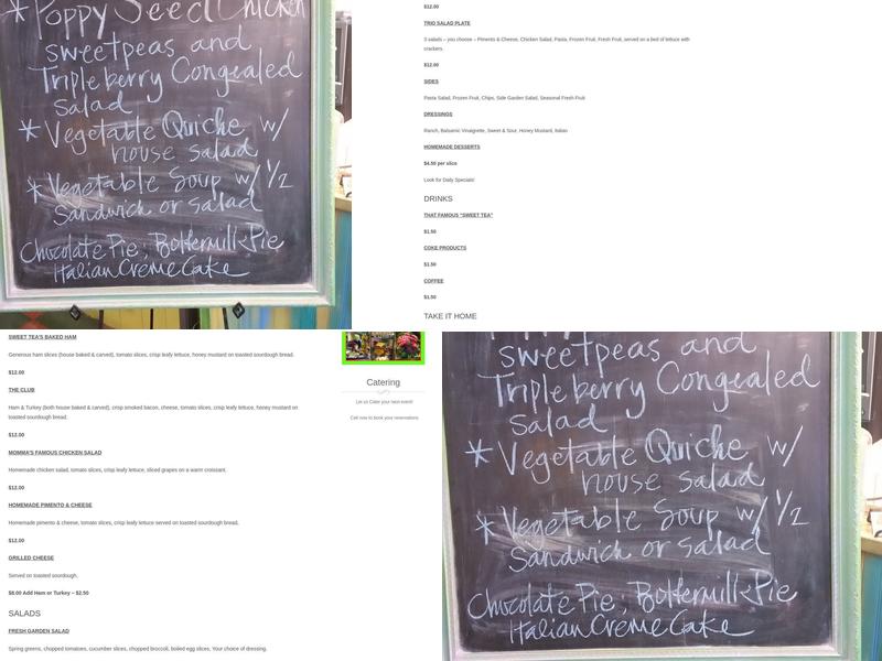 Sweet Tea & Biscuits Menu