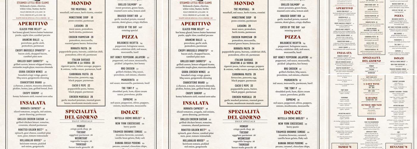 Hullabaloo Menu