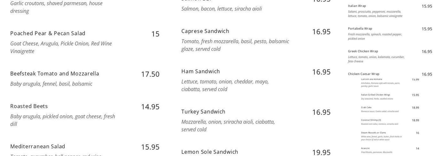 Cafe Centro Menu