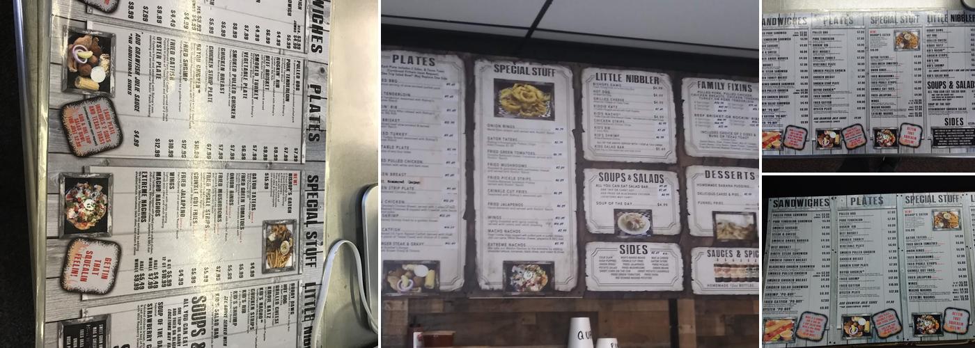 Bishop's BBQ Grill Menu