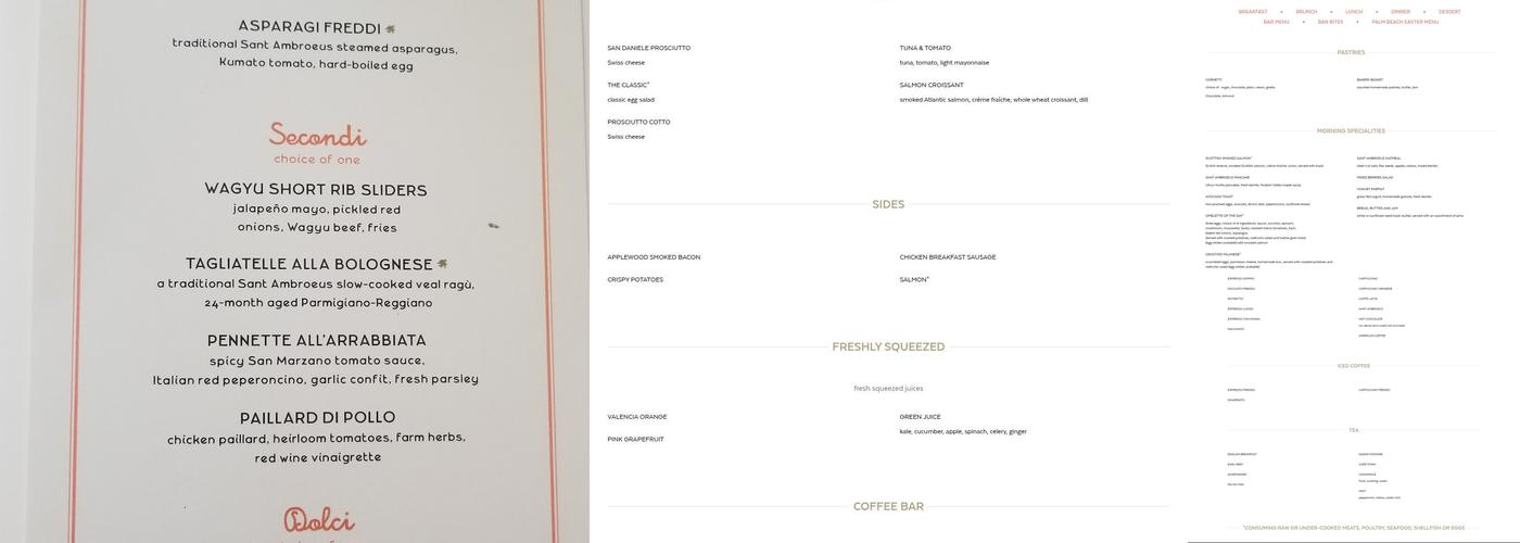 Sant Ambroeus Palm Beach Menu