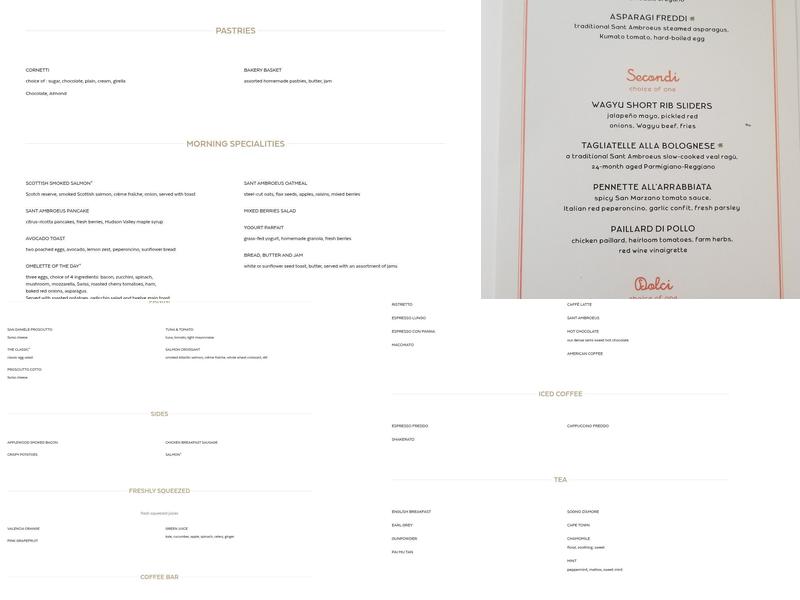 Sant Ambroeus Palm Beach Menu
