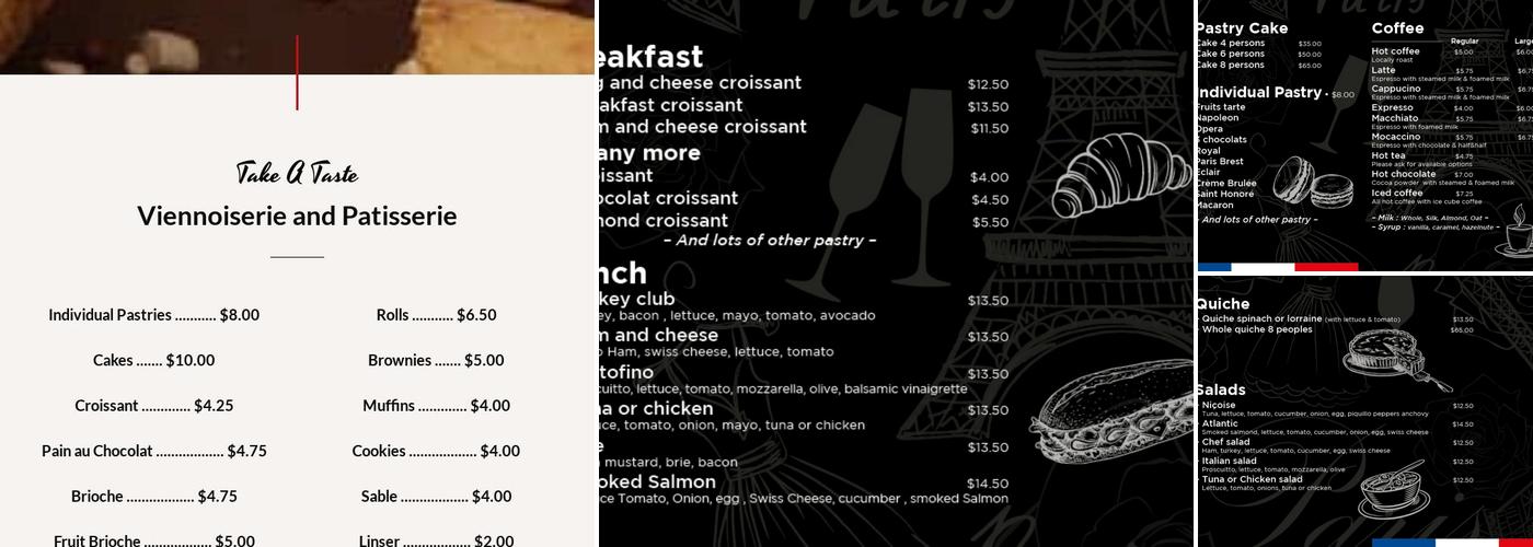 Guilloud Frederic French Bakery Menu