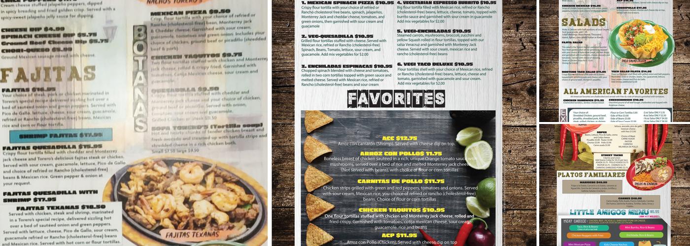 Torero's Mexican Cuisine Menu
