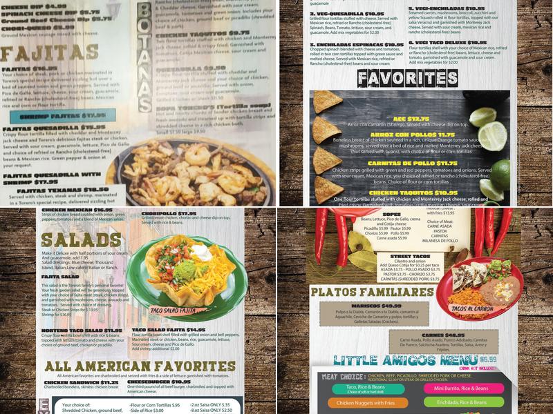 Torero's Mexican Cuisine Menu