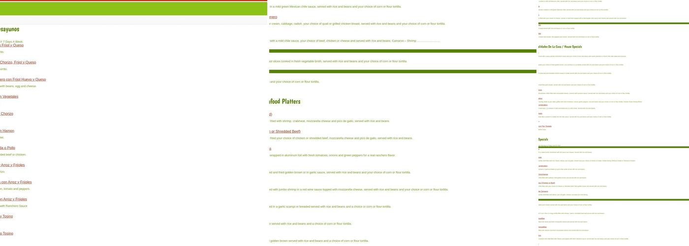 El Paso Taco Restaurant Menu