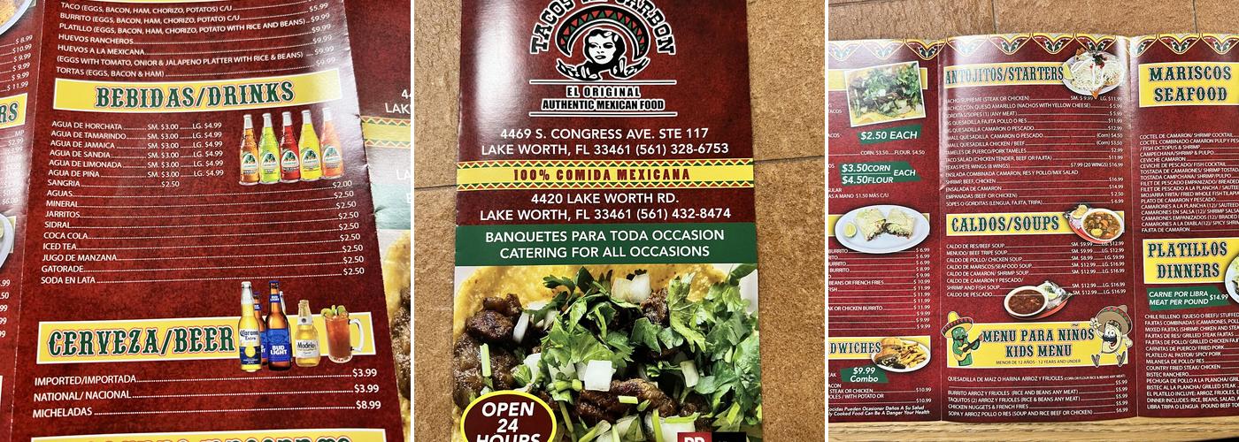 TACOS AL CARBON Menu