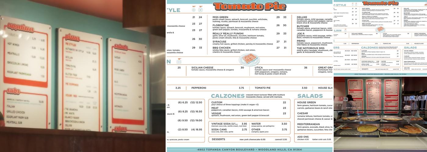 Tomato Pie Pizza Joint Menu