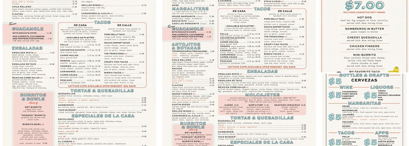 Rocco's Tacos & Tequila Bar Menu