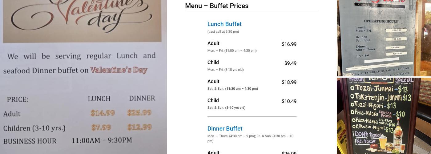 Crazy Buffet & Grill Menu