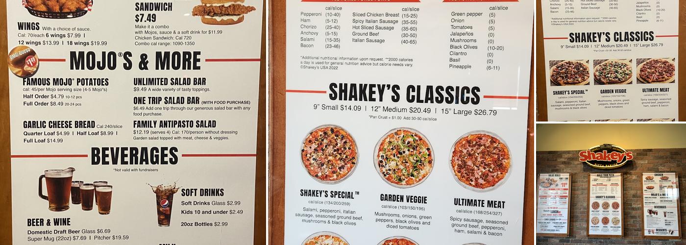 Shakey's Pizza Parlor Menu