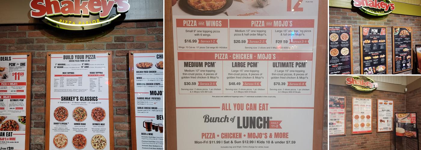 Shakey's Pizza Parlor Menu
