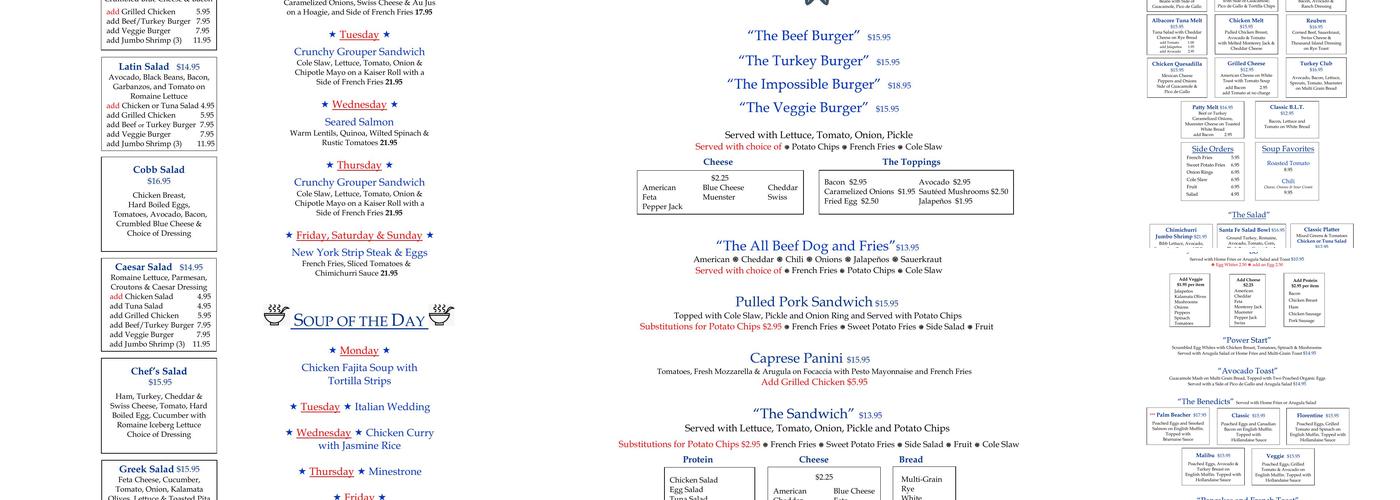 SurfSide Diner Menu