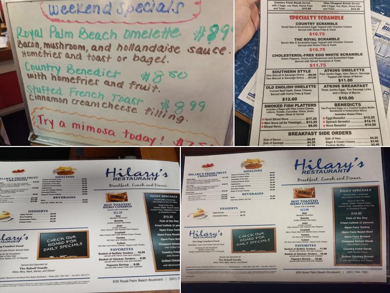 Hilary's Restaurant and Royal Deli Menu