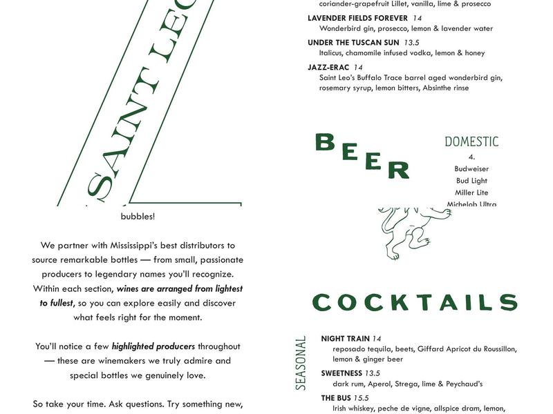 Saint Leo Menu