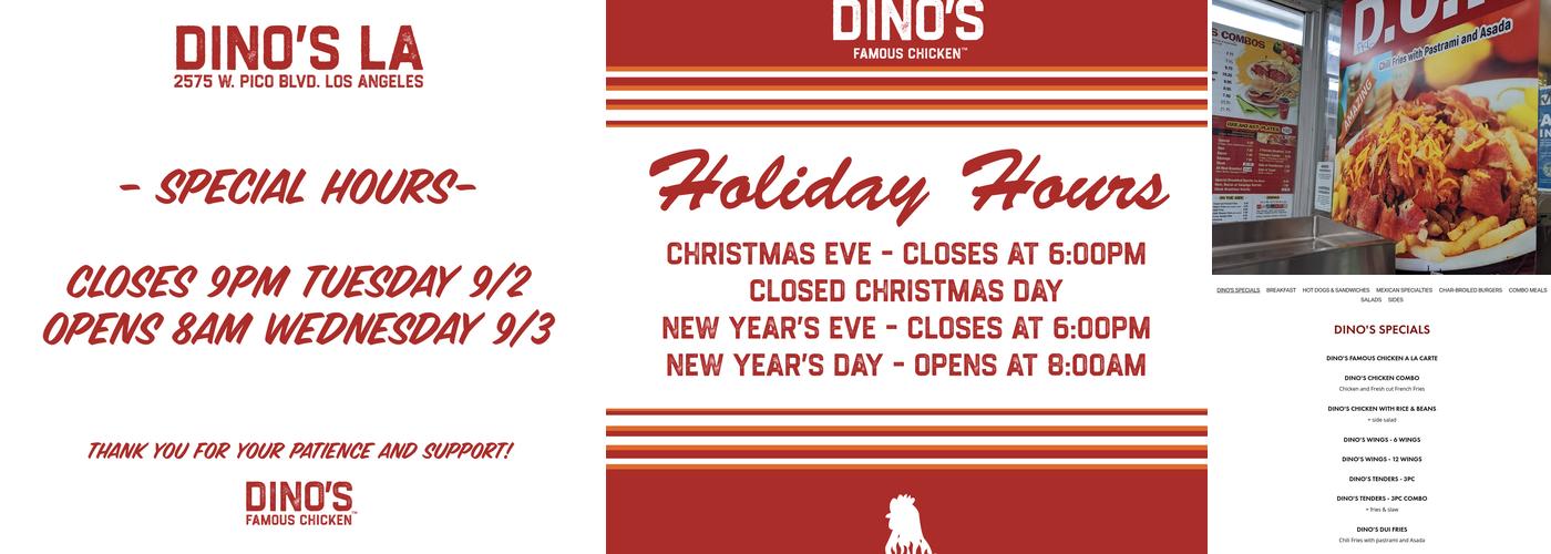 Dino's Famous Chicken Menu