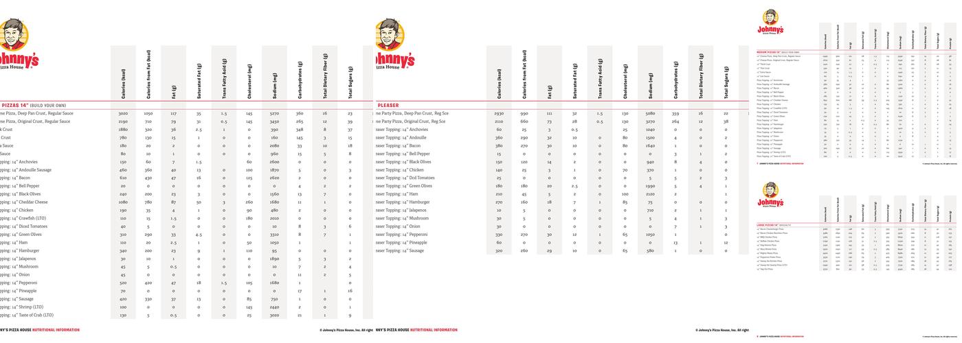 Johnny's Pizza House Menu