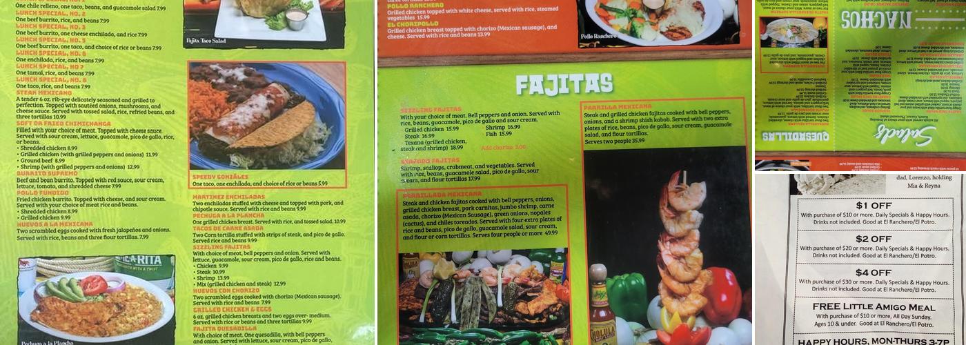 El Ranchero Menu