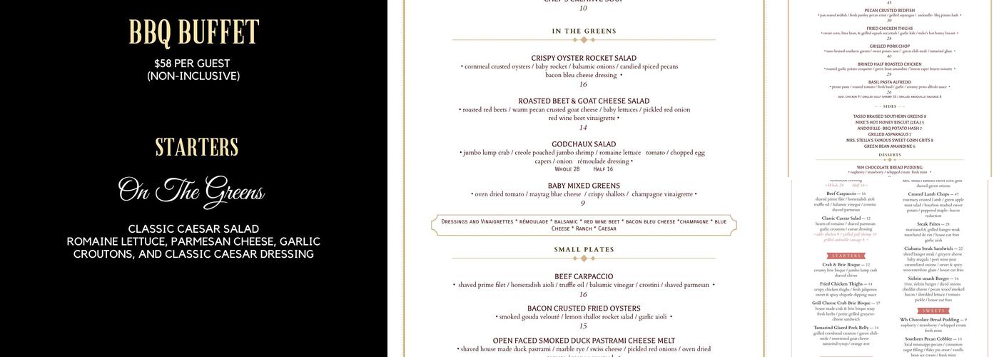 Castle Restaurant & Pub Menu