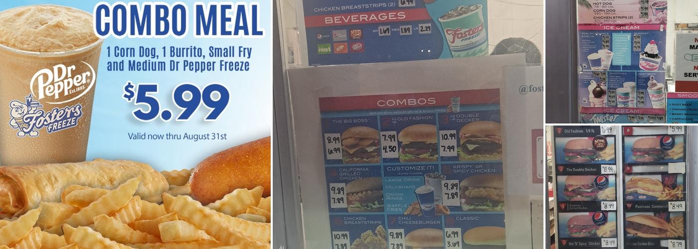 Fosters Freeze Menu