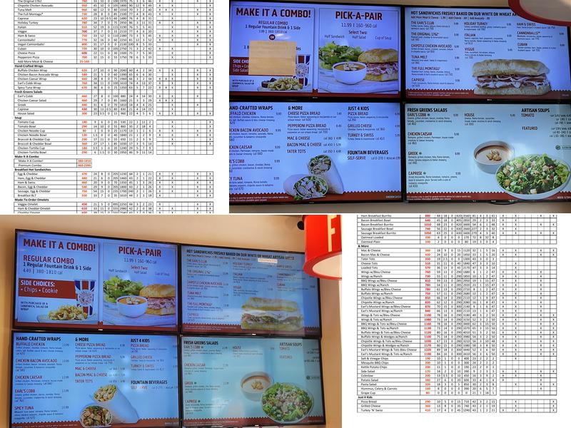 Earl of Sandwich Menu