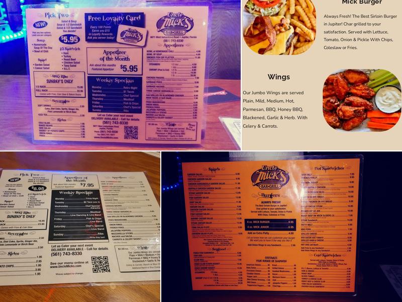 Uncle Mick's Bar & Grill Menu
