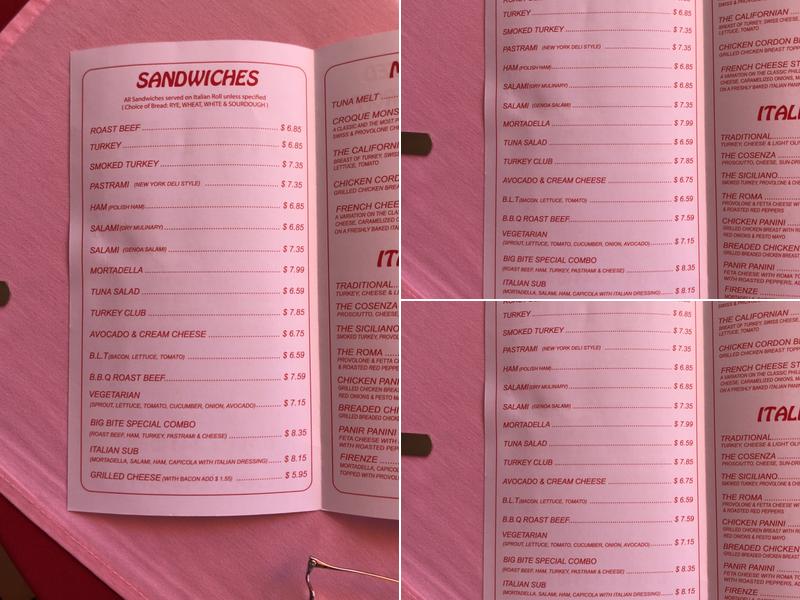 Big Bite Menu