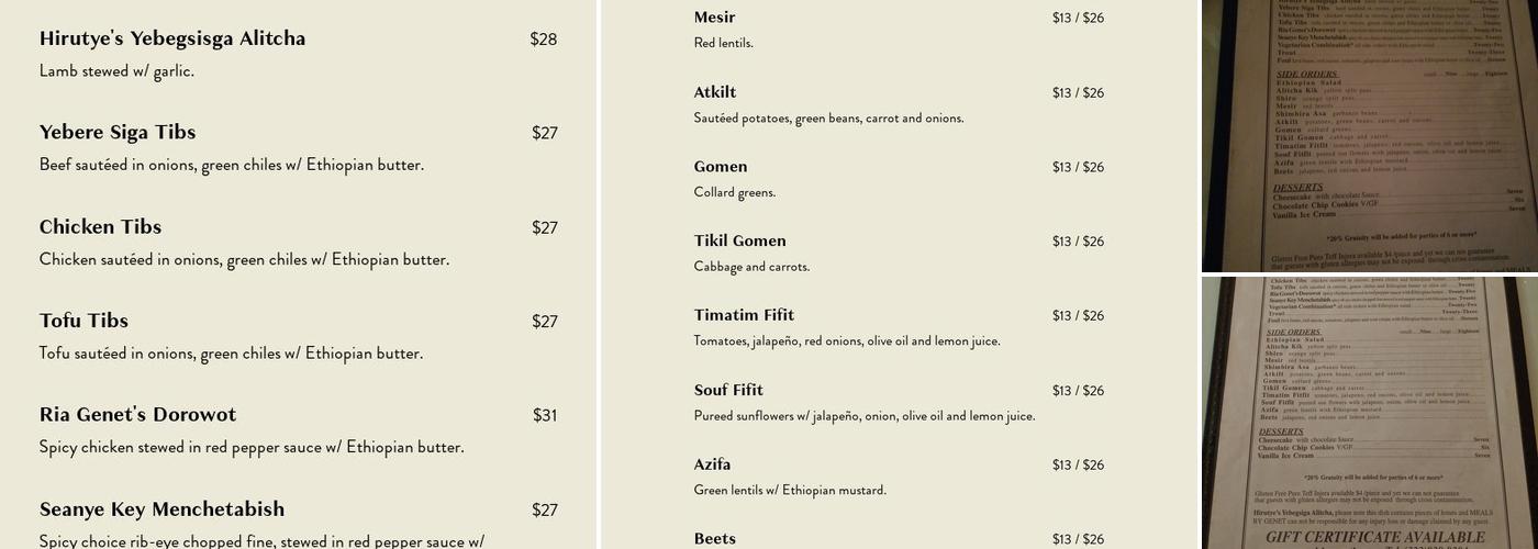 Meals By Genet Menu