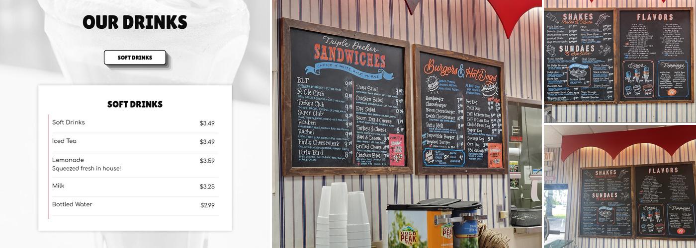 Ye Ole Fashioned Ice Cream & Sandwich Cafe Menu