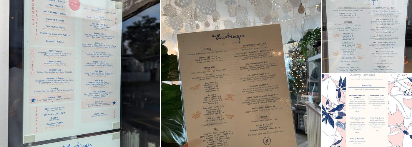 The Harbinger Cafe & Bakery Menu