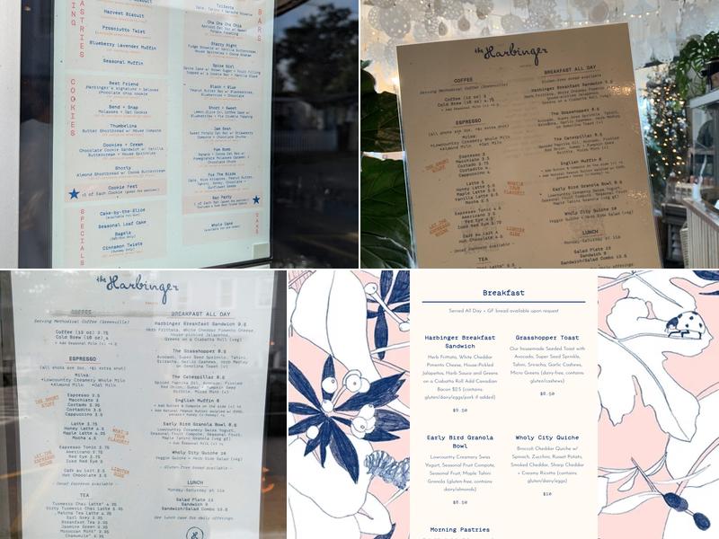 The Harbinger Cafe & Bakery Menu