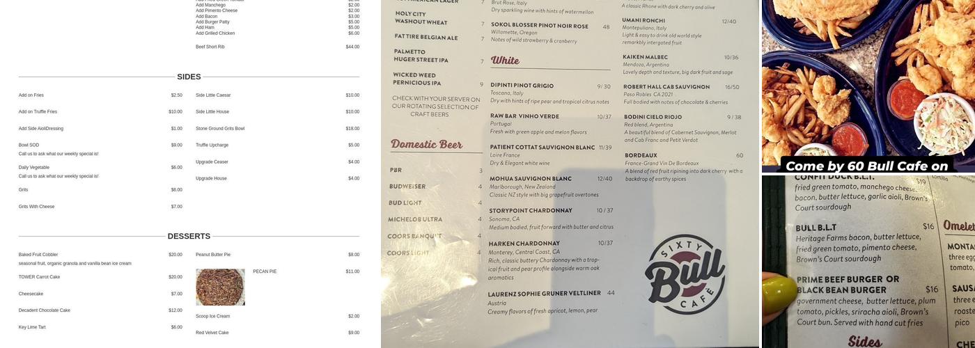 60 Bull Cafe Menu