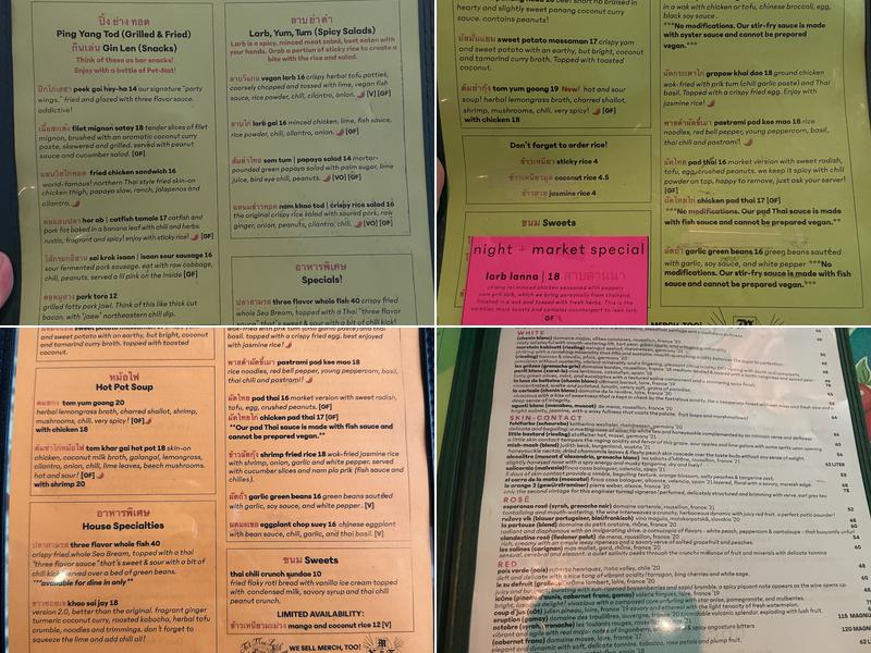 Night + Market Weho Menu