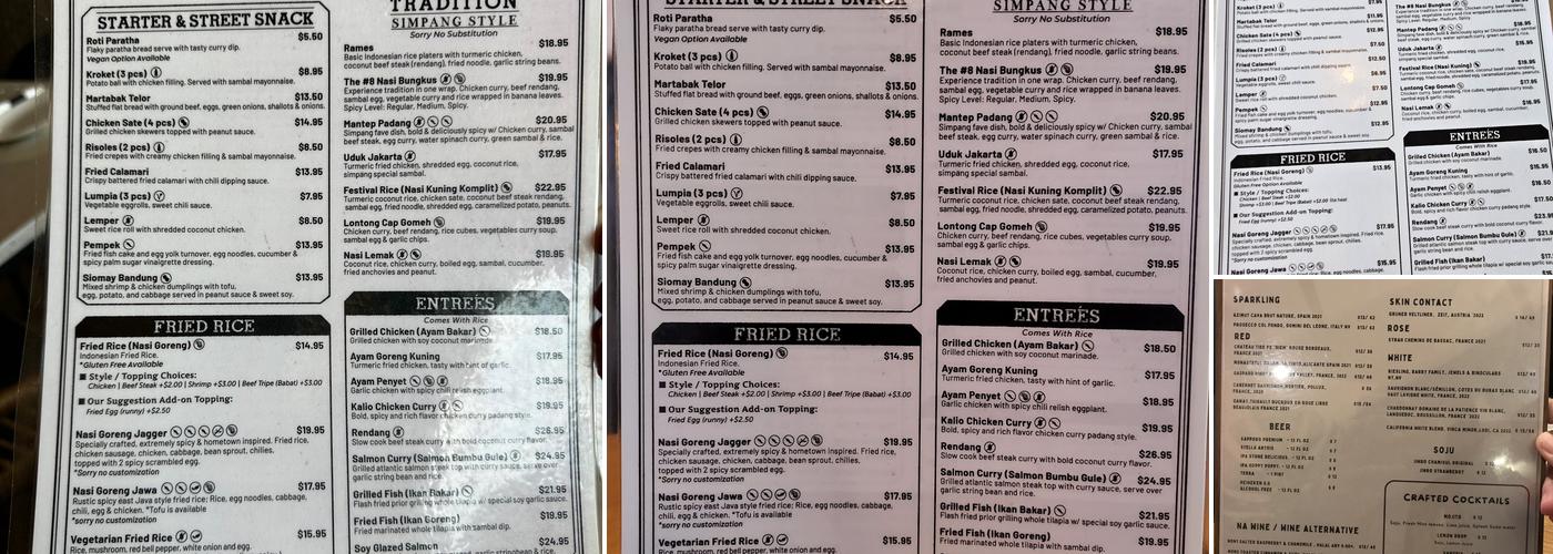 Simpang Asia Menu