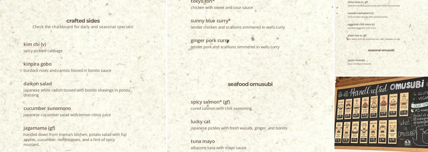 Sunny Blue Menu