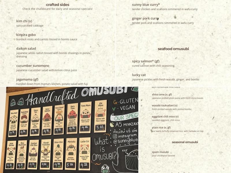 Sunny Blue Menu