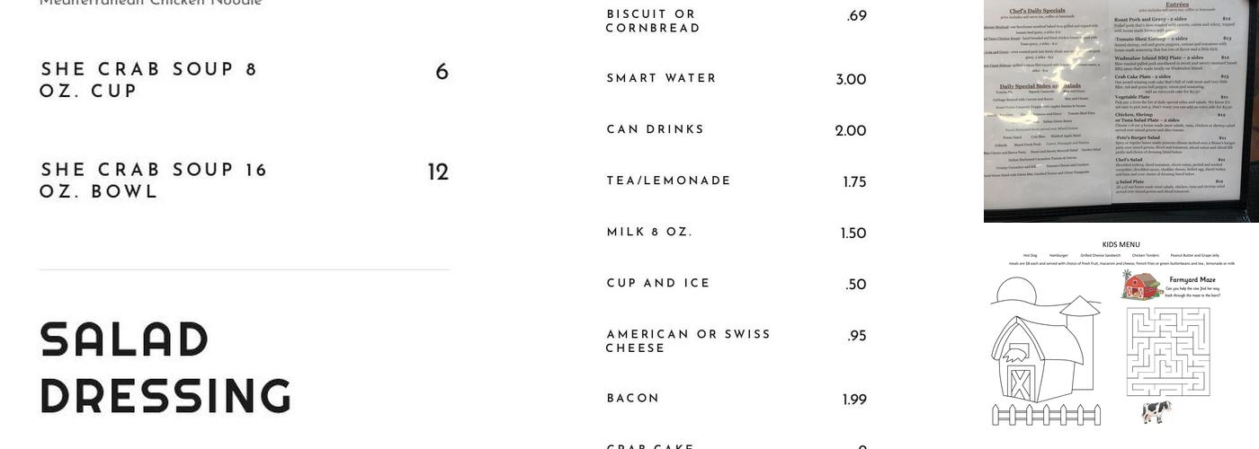 Stono Market and Tomato Shed Cafe Menu