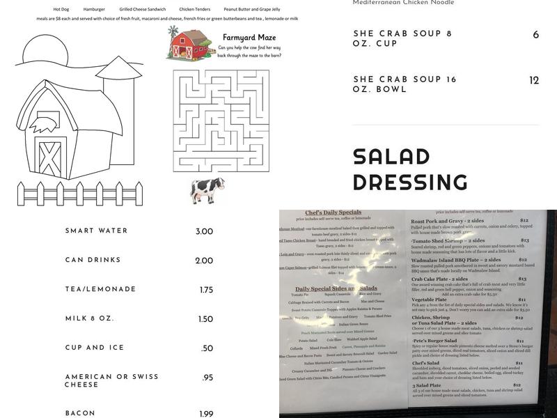 Stono Market and Tomato Shed Cafe Menu